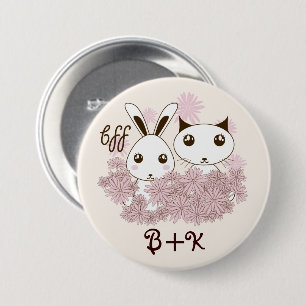 Badge Rond 7,6 Cm Joli Chatons et Lapin Animaux Meilleurs Amis Enfan