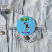 Badge Rond 7,6 Cm Joli chimpanzé dans la jungle suspendu dessin anim (En situation)