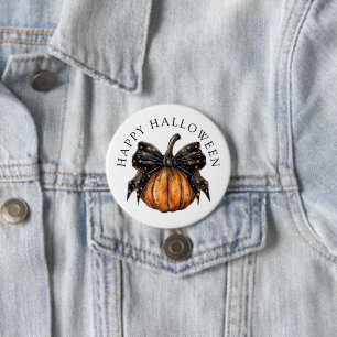 Badge Rond 7,6 Cm Joli Citrouille D'Halloween Et Bow