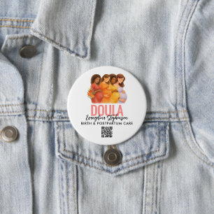 Badge Rond 7,6 Cm Joli code QR professionnel Doula de naissance post