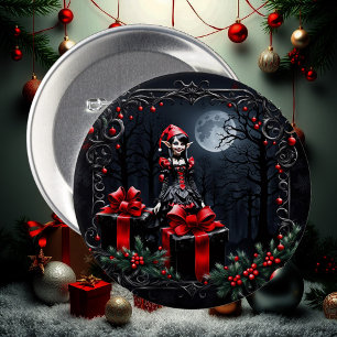 Badge Rond 7,6 Cm Joli elfe de Noël gothique.