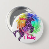 Badge Rond 7,6 Cm Joli Imaginaire Rainbow Unicorn âge personnalisé (Devant & derrière)