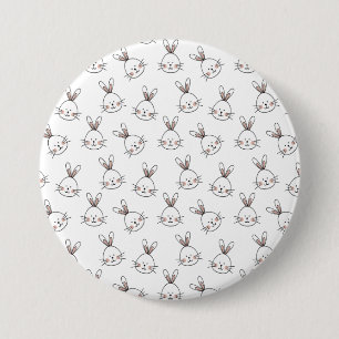 Badge Rond 7,6 Cm Joli Motif lapin blanc de Pâques