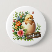 Badge Rond 7,6 Cm Joli poussin de Pâques (Devant)