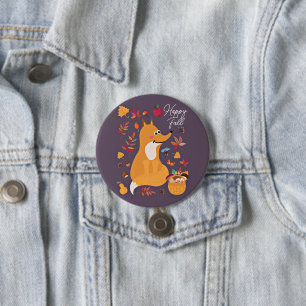 Badge Rond 7,6 Cm Joli renard d'automne avec texte personnalisé