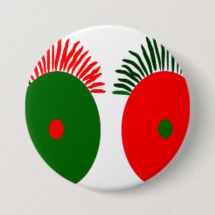 Badge Rond 7,6 Cm Joli rouge vert yeux de Noël
