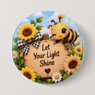 Badge Rond 7,6 Cm Jolie abeille à miel Laissez votre lumière briller