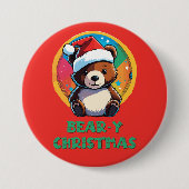 Badge Rond 7,6 Cm Jolie adorable Kawaii Chibi Ours de Noël (Devant)