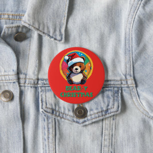 Badge Rond 7,6 Cm Jolie adorable Kawaii Chibi Ours de Noël
