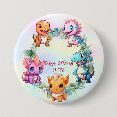 Badge Rond 7,6 Cm Jolie dinosaure jungle École enfant fête d'anniver (Devant)