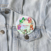 Badge Rond 7,6 Cm Jolie dinosaure jungle École enfant fête d'anniver (En situation)