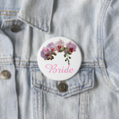 Badge Rond 7,6 Cm jolie orchidée rose fleurs mariée bouton mariage (En situation)