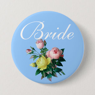 Badge Rond 7,6 Cm jolies fleurs de rose roses et jaunes vintage mari