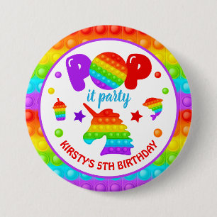 Badge Rond 7,6 Cm Jouet Fidget Pop Arc-en-ciel pour Anniversaire