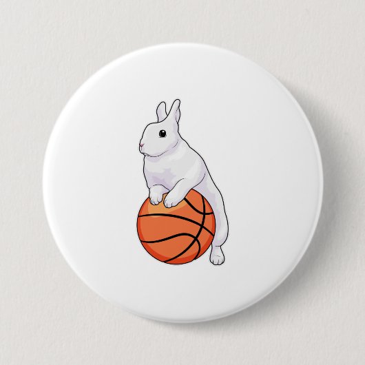 Badge Rond 7,6 Cm Joueur de basket-ball Bunny (Devant)