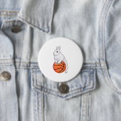 Badge Rond 7,6 Cm Joueur de basket-ball Bunny (En situation)