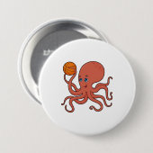 Badge Rond 7,6 Cm Joueur de basket-ball Octopus (Devant & derrière)