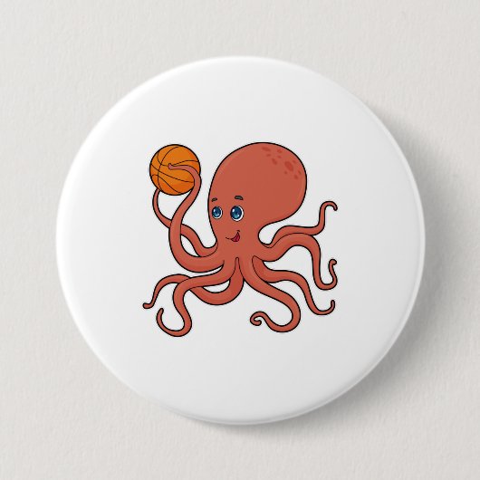 Badge Rond 7,6 Cm Joueur de basket-ball Octopus (Devant)