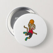 Badge Rond 7,6 Cm Joueur de basket-ball singe (Devant & derrière)