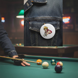 Badge Rond 7,6 Cm Joueur de billard rétro Sport de billard vintage