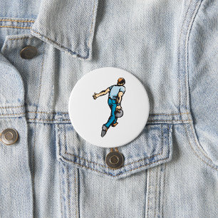 Badge Rond 7,6 Cm Joueur de bowling rétro lançant la boule