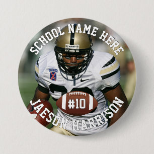 Badge Rond 7,6 Cm Joueur de football Ajouter un nom Numéro Équipe et