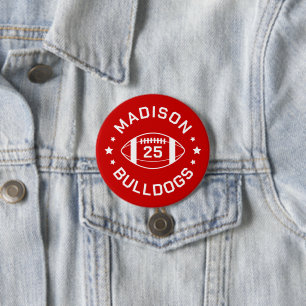 Badge Rond 7,6 Cm Joueur de football rouge et blanc Jersey Numéro