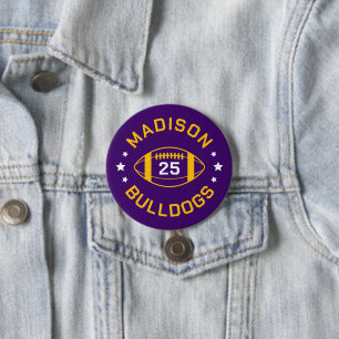 Badge Rond 7,6 Cm Joueur de football violet et or Jersey