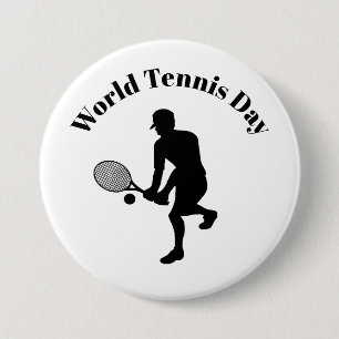 Badge Rond 7,6 Cm Joueur de tennis masculin Silhouette Tennis Button