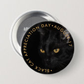 Badge Rond 7,6 Cm Jour d'appréciation des chats noirs (Devant & derrière)