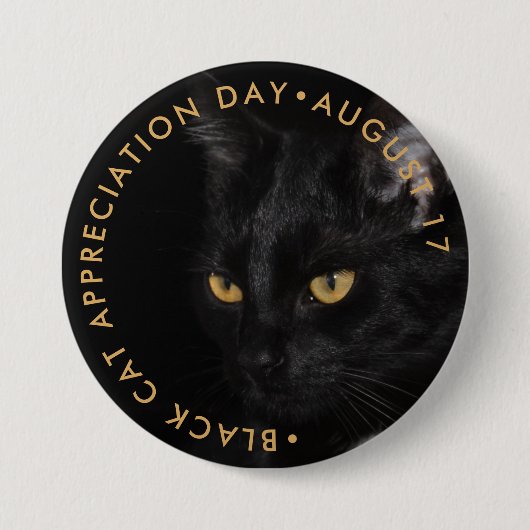Badge Rond 7,6 Cm Jour d'appréciation des chats noirs (Devant)