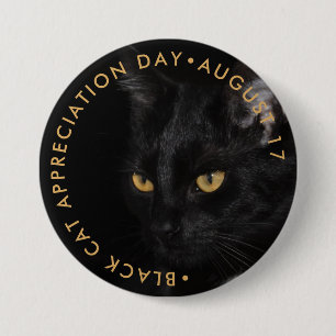 Badge Rond 7,6 Cm Jour d'appréciation des chats noirs