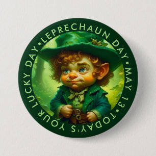 Badge Rond 7,6 Cm Jour de la Cute Leprechaun, jour de chance