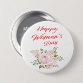 Badge Rond 7,6 Cm jour des femmes heureux blanc (Devant & derrière)