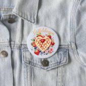Badge Rond 7,6 Cm Jour des gaufres d'aquarelle, Våffeldagen (En situation)
