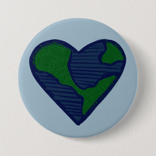 Badge Rond 7,6 Cm Jour des terres Coeur Earthy Love