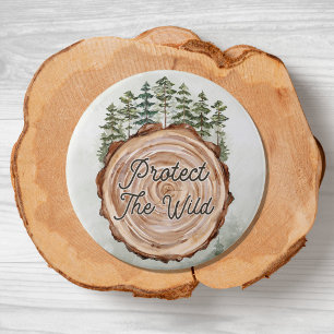Badge Rond 7,6 Cm Jour des terres Devis Bois Disque Pins Arbres Envi