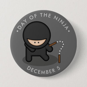Badge Rond 7,6 Cm Jour du Ninja, caricatures nunchucks