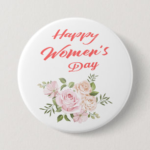 Badge Rond 7,6 Cm jour heureux des femmes blanc