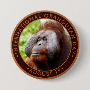 Badge Rond 7,6 Cm Journée internationale de l'Orangoutan