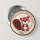 Badge Rond 7,6 Cm Journée internationale du castor (Devant & derrière)