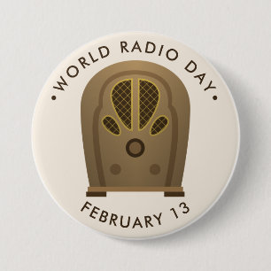 Badge Rond 7,6 Cm Journée mondiale de la radio