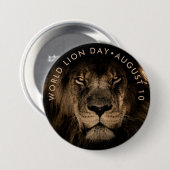 Badge Rond 7,6 Cm Journée mondiale du lion (Devant & derrière)