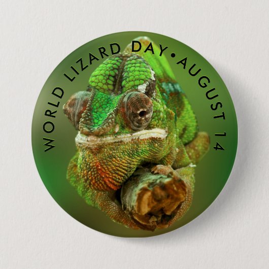 Badge Rond 7,6 Cm Journée mondiale du Lizard, caméléon (Devant)