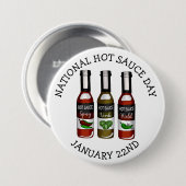 Badge Rond 7,6 Cm Journée nationale de la sauce chaude | 22 janvier (Devant & derrière)