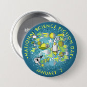 Badge Rond 7,6 Cm Journée nationale de science-fiction (Devant & derrière)