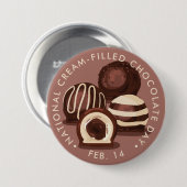 Badge Rond 7,6 Cm Journée nationale des chocolats remplis de crème (Devant & derrière)