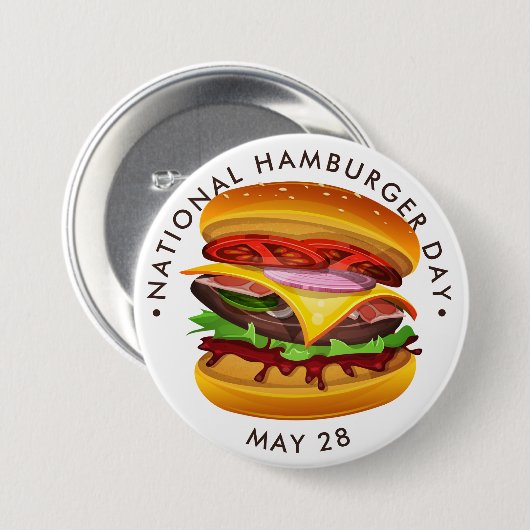 Badge Rond 7,6 Cm Journée nationale du hamburger (Devant & derrière)