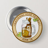 Badge Rond 7,6 Cm Journée nationale du thé glacé (Devant & derrière)