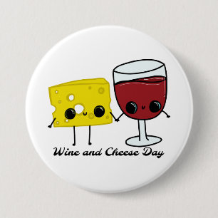 Badge Rond 7,6 Cm Journée nationale du vin et du fromage